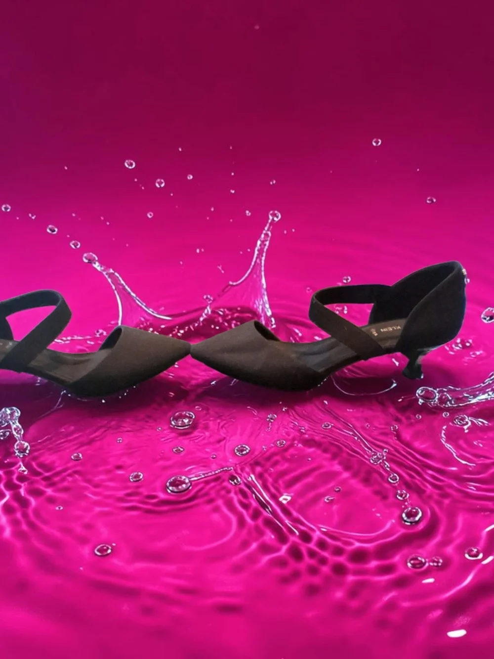 Anne Klein Black Pointed-Toe Cross-Strap Heels
